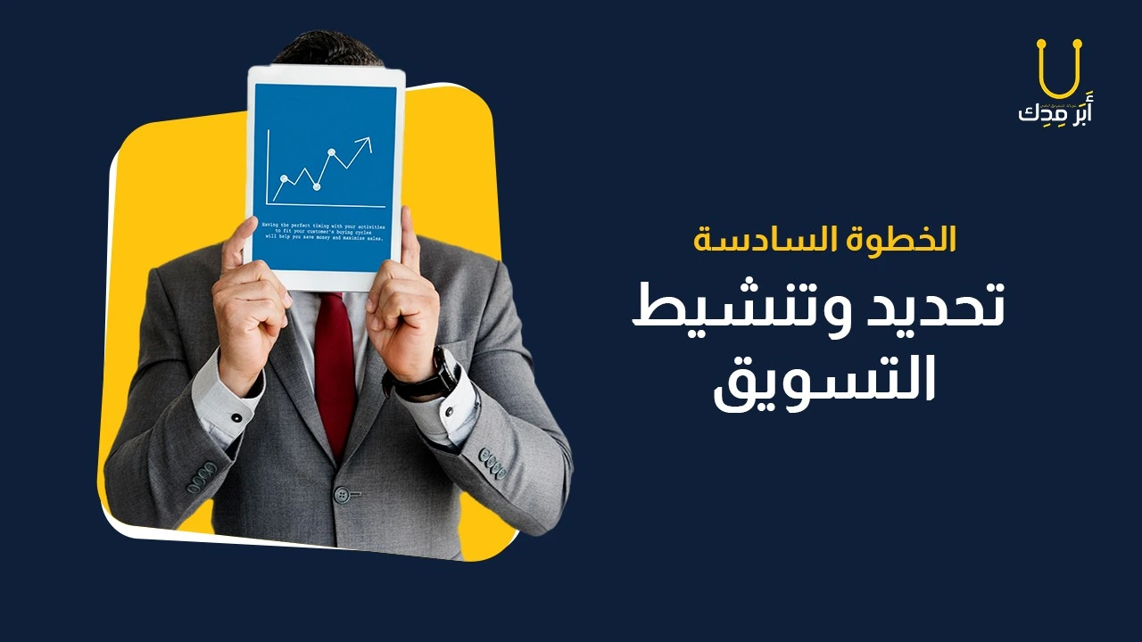 رسم يوضح خطوة تحديد وتنشيط التسويق من خطوات وضع خطة تسويق لمركز طبي