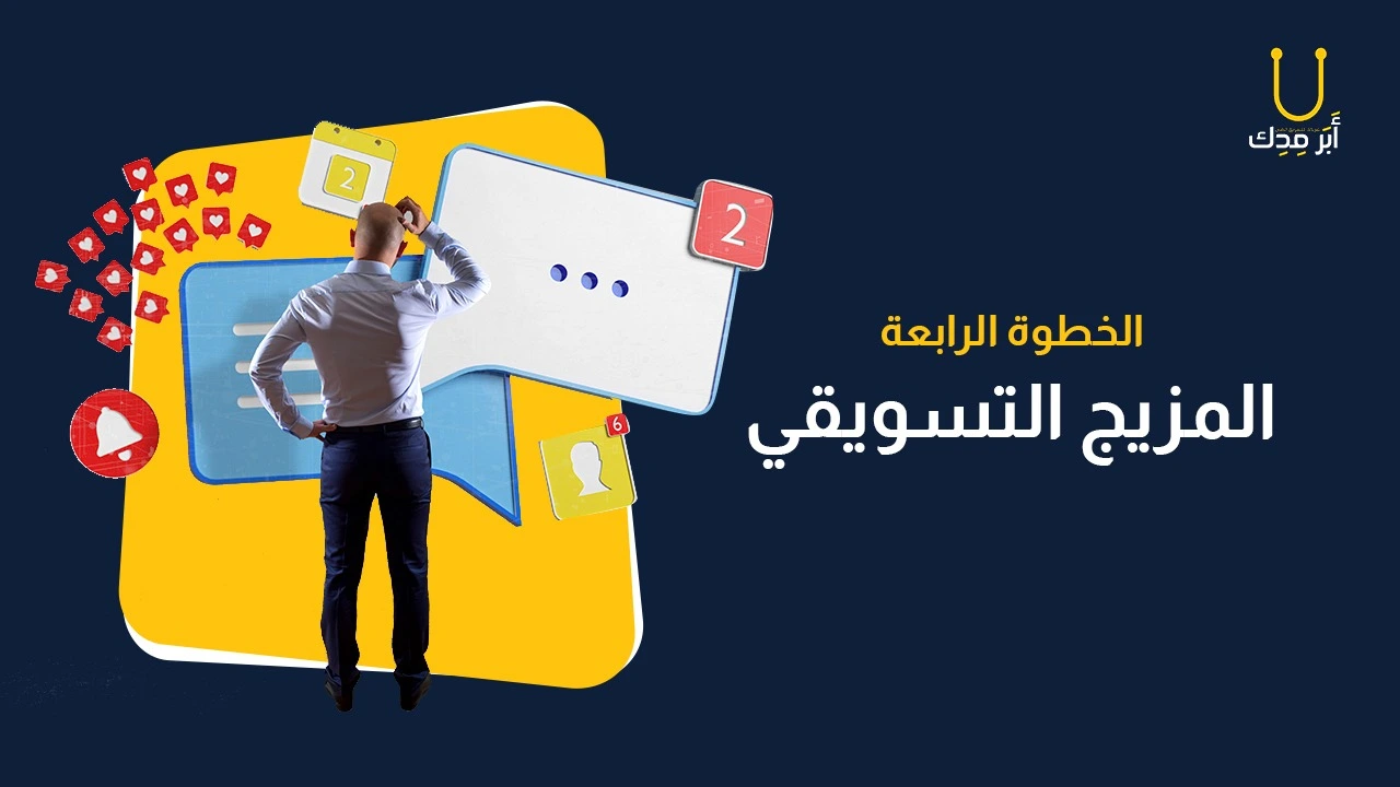 رسم توضيحي لأهمية المزيج التسويقي في خطة التسويق للمركز الطبي