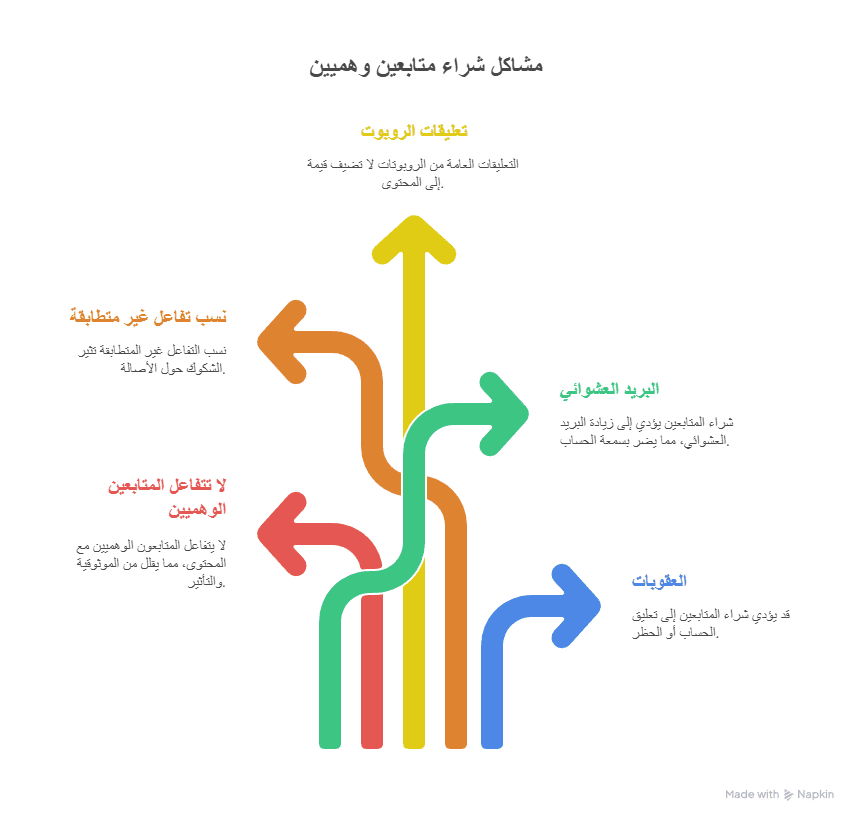 انفوجراف عن مشاكل وخطورة شراء متابعين وهميين 