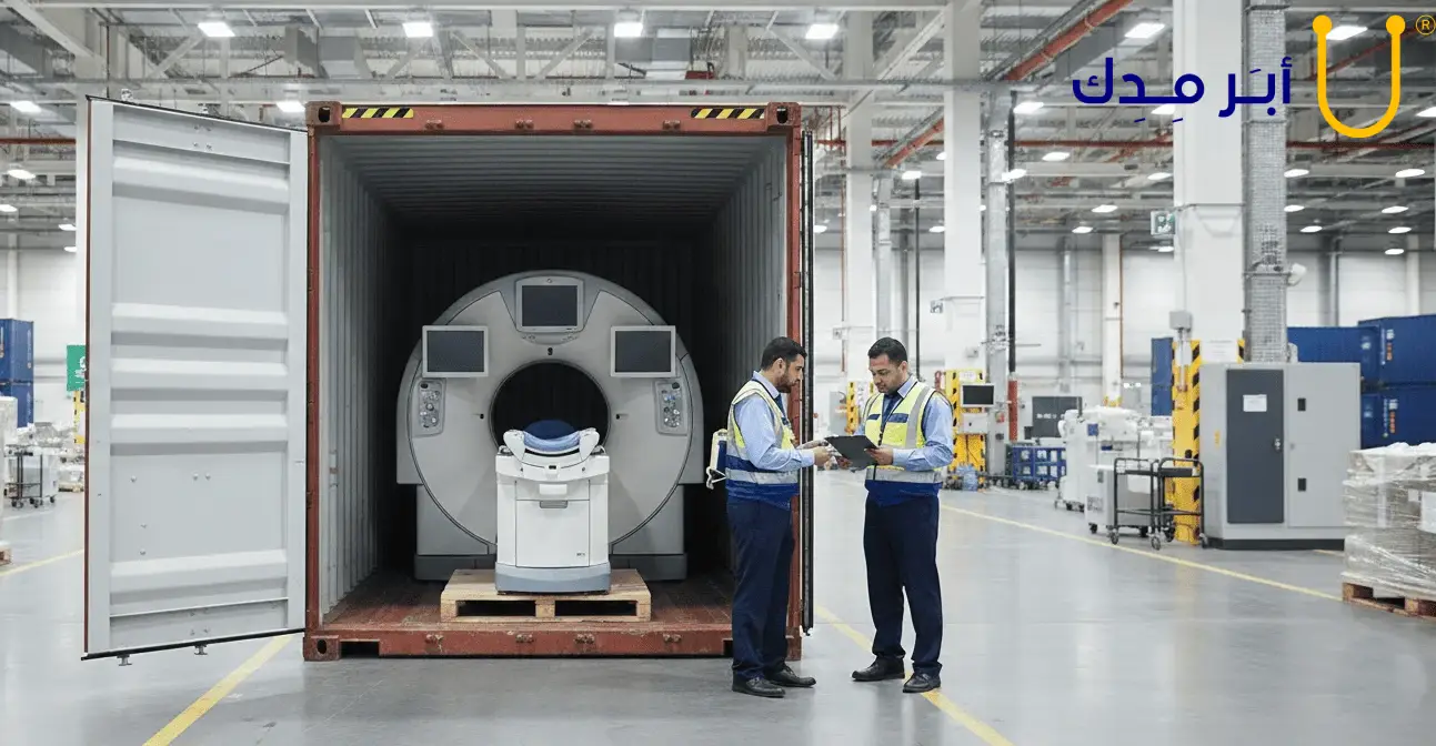 صورة لكونتينر يحتوي على بعض المستلزمات والأجهزة الطبية في السعودية 