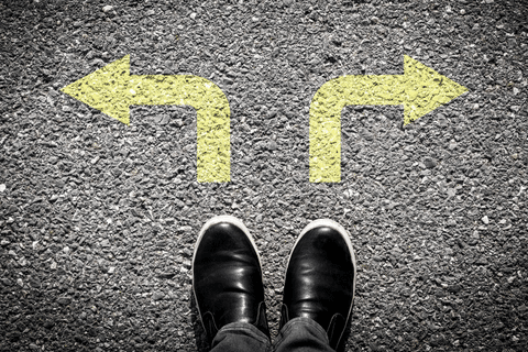 crossroad between two marketing companies